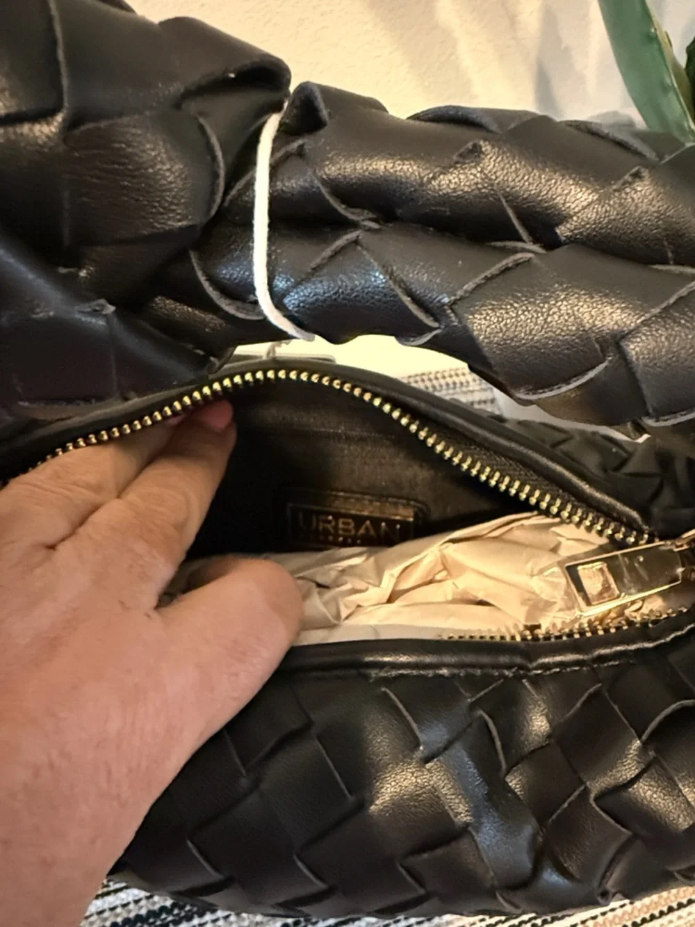 Urban Expressions Black Woven Tracy Knot-Handle Hobo NWT‎